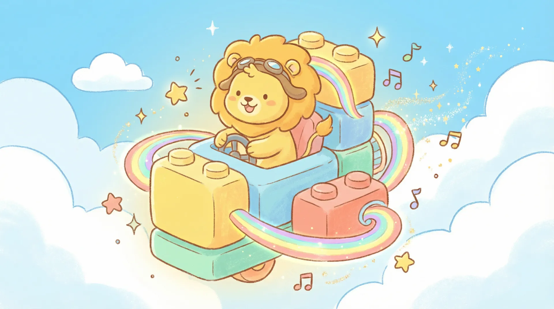 亲子时光机 - 色情动漫 欢迎页，小狮子驾驶时光机穿越云朵